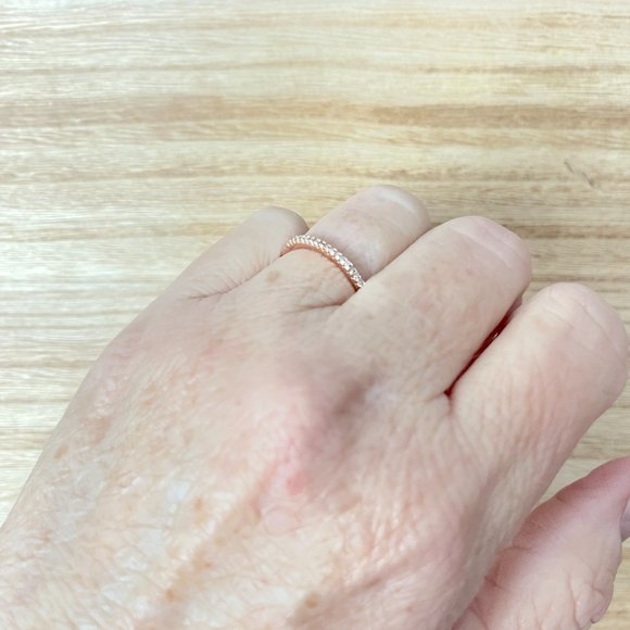 White Sapphire Pave Eternity Band - 14K Rose Gold - Picture 4 of 4